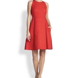 Kate Spade Dress Womens Size 2 Red A Line Pleated Fit and Flare Silver Back Zip